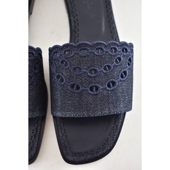 Hermes Sandales Gaelle Blue Denim Jeans Oran Slide Sandal Flat Flip Flop 39.5 - Picture 9 of 16